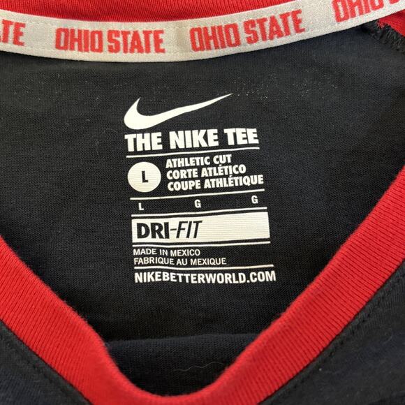 Nike Ohio State Buckeyes T-Shirt Mens Large Black Red Jersey Dri-Fit Sportswear - Picture 3 of 8